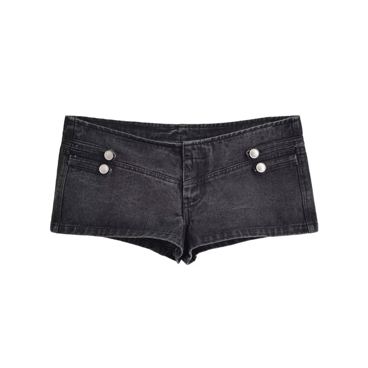 Damen Jeansjacke im Military-Stil mit Stehkragen und dekorativen Zierknopfleisten Drune