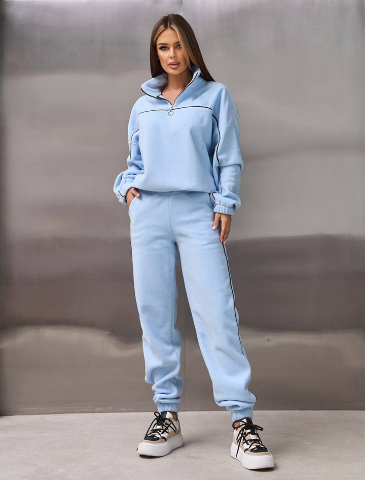 Damen Fleece-Sportanzug mit hohem Kragen und praktischen Reißverschlussdetails Drune