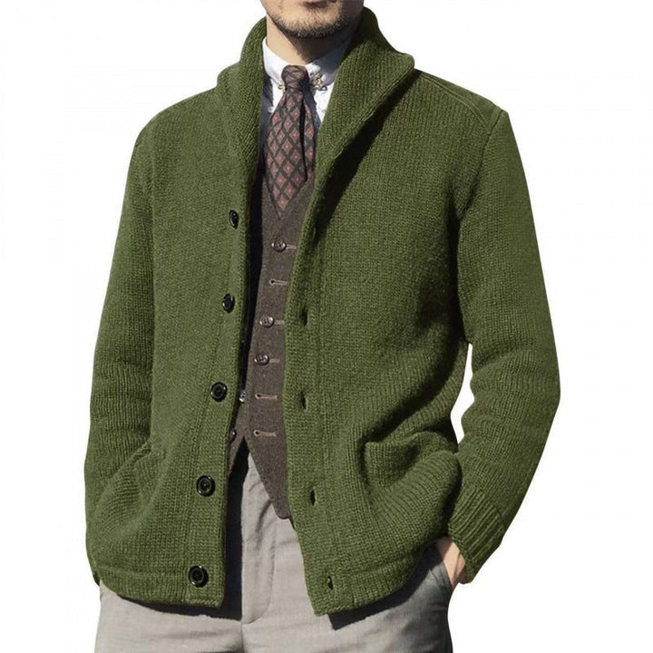 Herren Strickjacke mit modernem Stehkragen und praktischen Knöpfen Drune