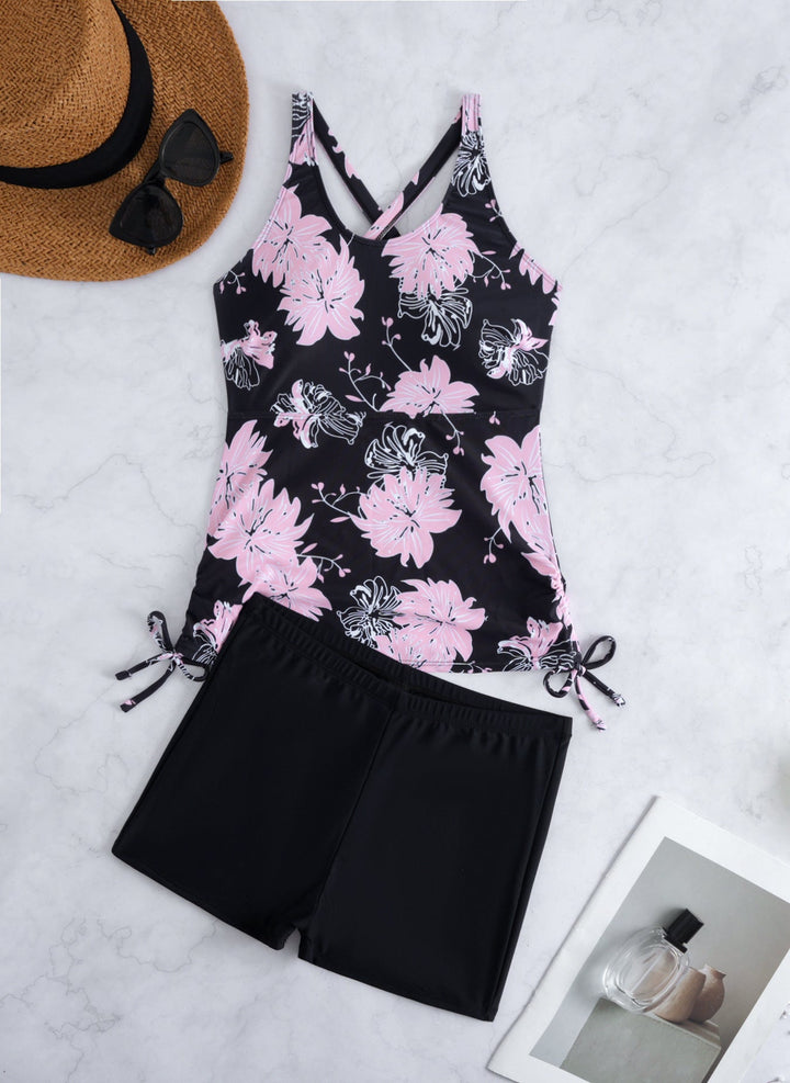 Damen Tankini-Set mit floralem Oberteil und bequemen Shorts Drune
