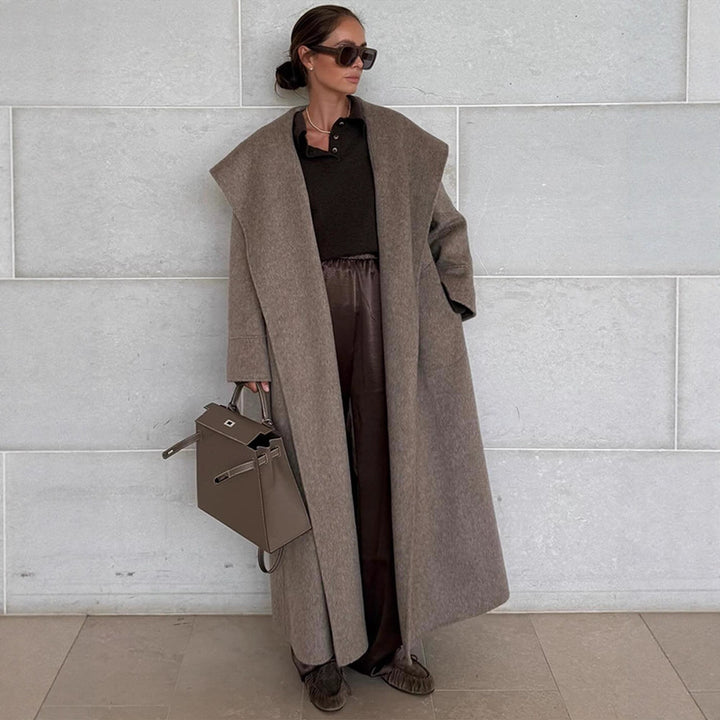 Damen Oversize Wollmix‑Mantel mit Schalkragen und lässiger Maxilänge Drune