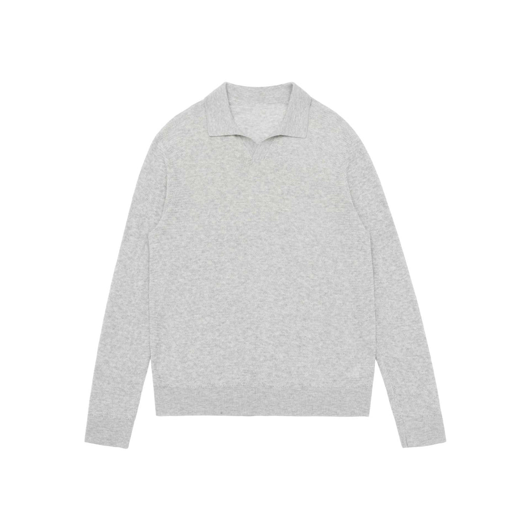 Unisex Feinstrick-Polo-Pullover mit Troyerkragen und geripptem Saum Drune
