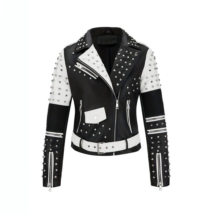 Damen Edle Bikerjacke mit Nieten Drune