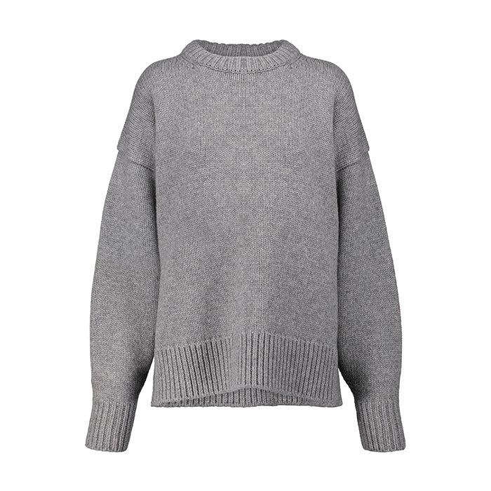 Damen modischer Grobstrickpullover mit überlangen Ärmeln Drune
