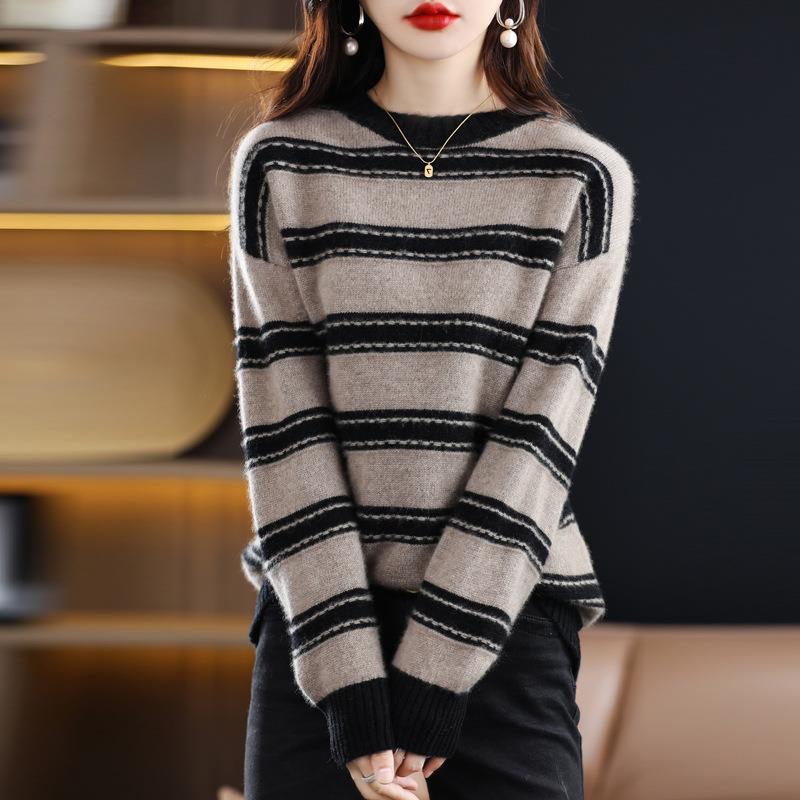 Damen Weicher Streifenpullover im Mohair‑Look mit kastenförmiger Silhouette Drune