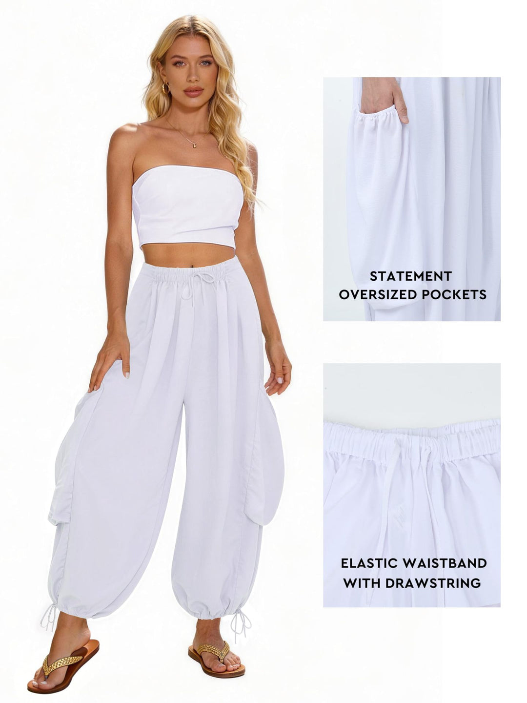 Damen Bequeme Freizeithose mit übergroßen Taschen und elastischem Bund Drune