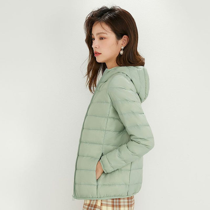 Damen Ultraleichte gesteppte Kapuzenjacke mit ultraflacher Thermowatte Drune