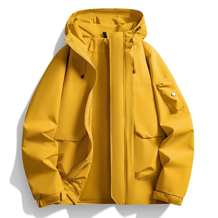 Herren Wasserdichte Kapuzenjacke im Utility-Stil mit verschweißten Nähten und verdecktem Reißverschluss Drune