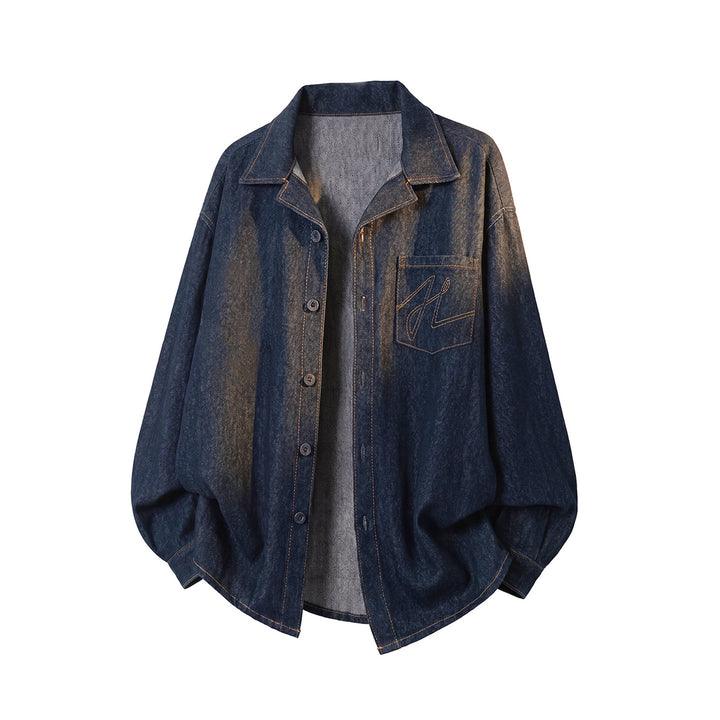 Unisex Oversize Hemdjacke mit eingesticktem Monogramm und kastigem Schnitt Drune