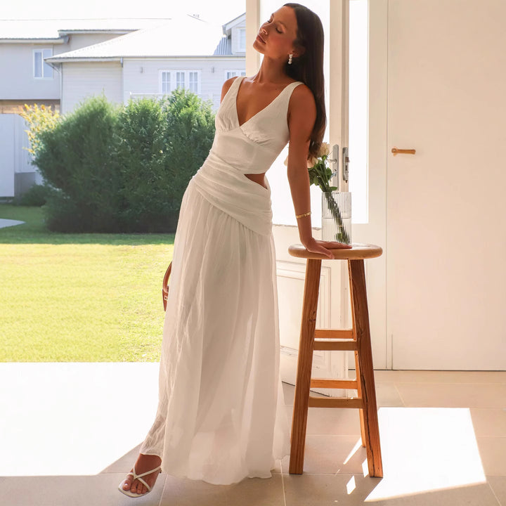 Damen Maxikleid mit Cut-Out-Details und fließendem Rock Drune