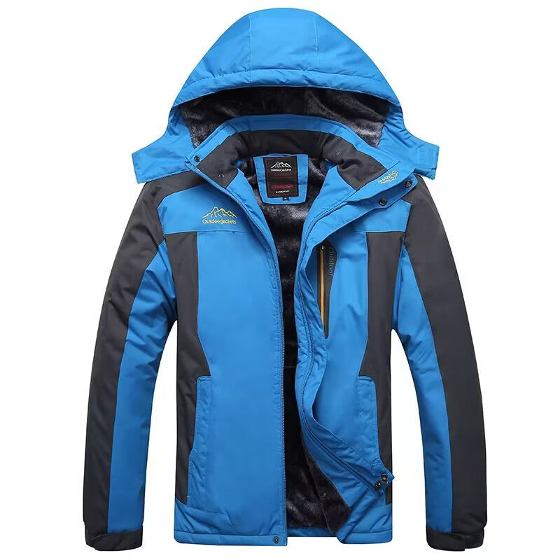 Herren Wasserdichte Thermo-Outdoorjacke mit weichem Fleece-Innenfutter und Multifunktionstaschen Drune