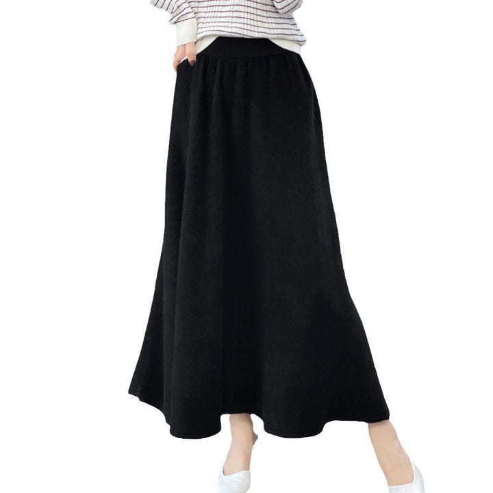 Damen Midirock aus gestricktem Wollmix mit ausgestellter A‑Linie Drune