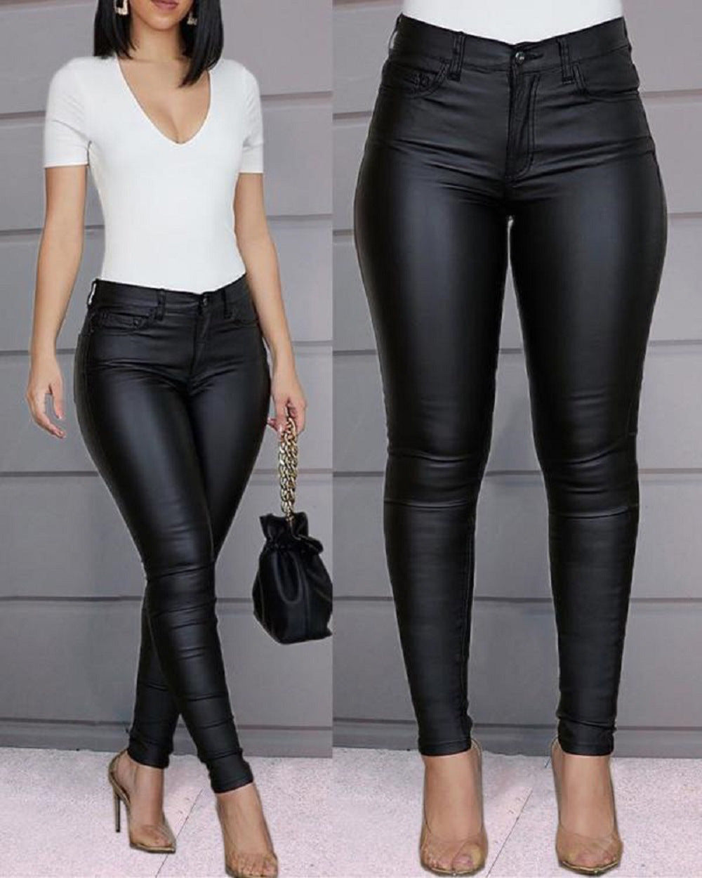 Drune | Lederähnliche, Figurbetonte Leggings mit Hohem Bund