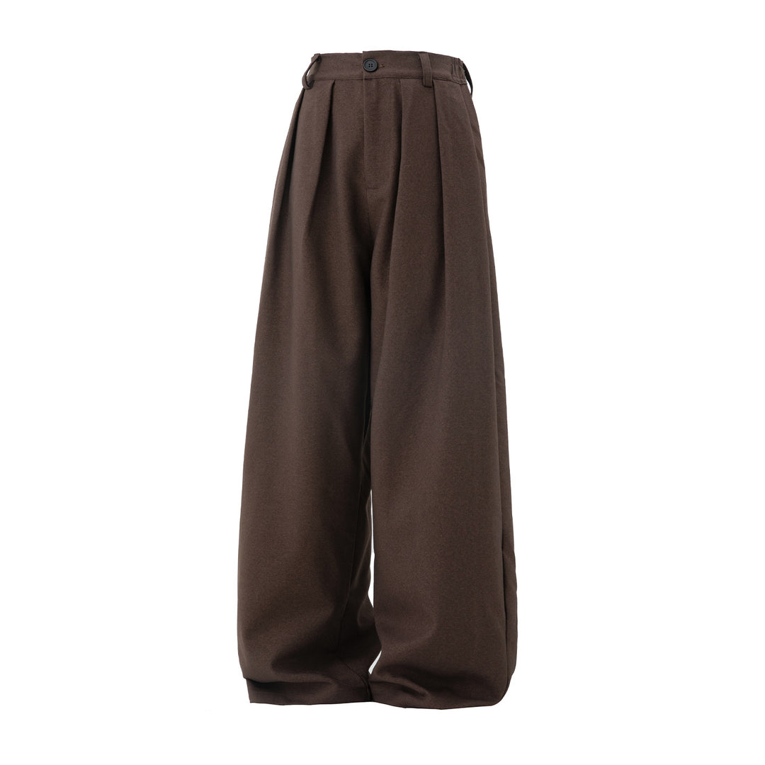 Damen Weite Hochtaillierte Palazzohose mit Bundfalten und Ballonbein Drune