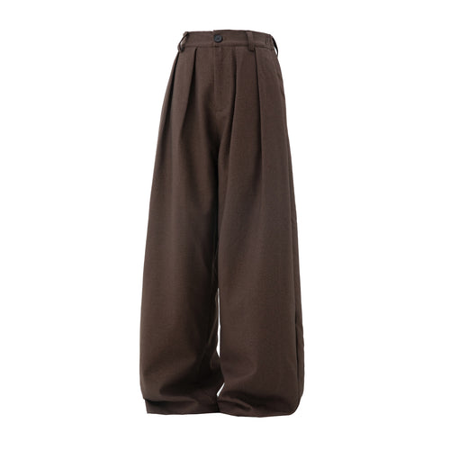 Damen Weite Hochtaillierte Palazzohose mit Bundfalten und Ballonbein Drune