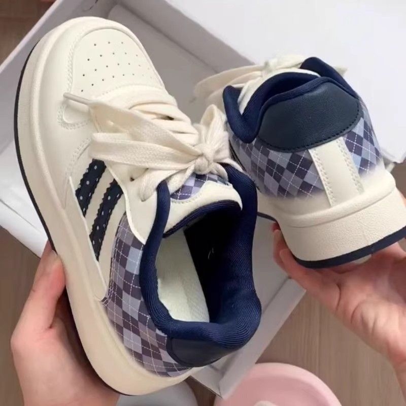 Damen Komfortable Sneakers mit modischem Karomuster Drune