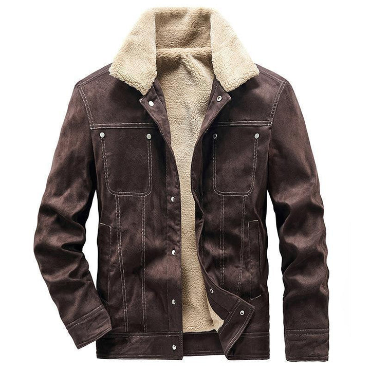 Herren Wildlederoptik Truckerjacke mit Teddyfutter Drune