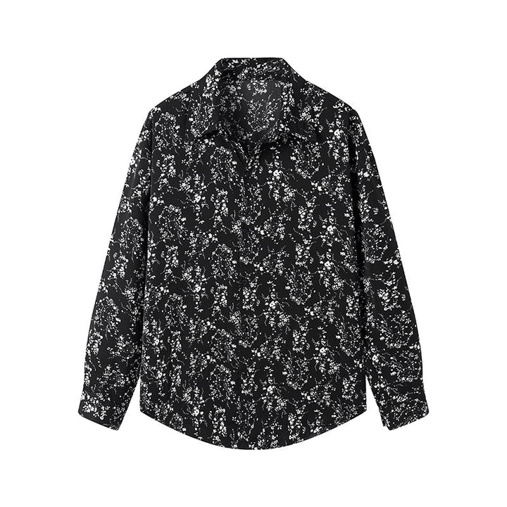 Damen Langärmliges Hemd mit floralem Allover-Print und klassischem Kragen Drune