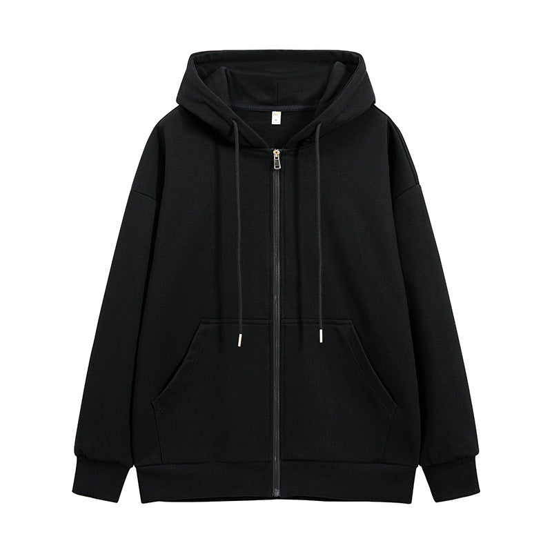 Unisex Oversize Kapuzen-Sweatjacke mit durchgehendem Reißverschluss, Kängurutaschen und gerippten Bündchen Drune