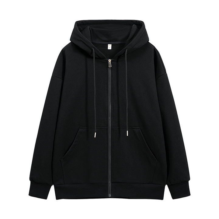 Unisex Oversize Kapuzen-Sweatjacke mit durchgehendem Reißverschluss, Kängurutaschen und gerippten Bündchen Drune