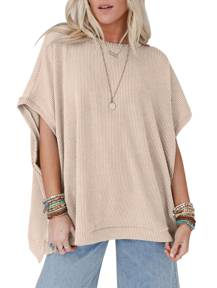 Damen Oversized T-Shirt mit Rippenstruktur Drune
