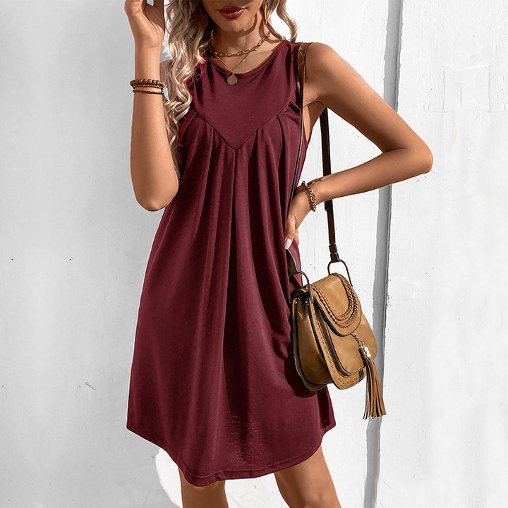 Damen lässiges Sommerkleid mit ausgestelltem Schnitt und modischem V-Ausschnitt Drune