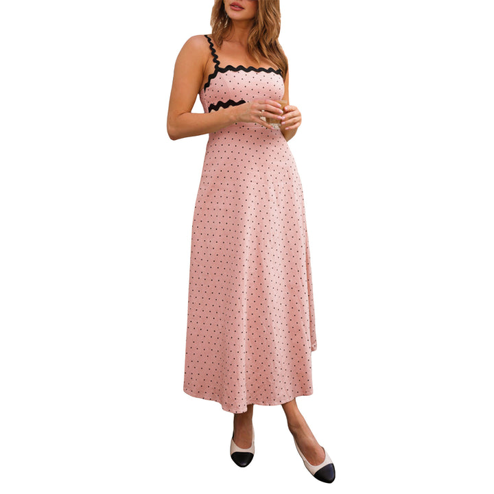Damen Maxikleid mit Spitze und verspieltem Polka-Dot-Muster Drune