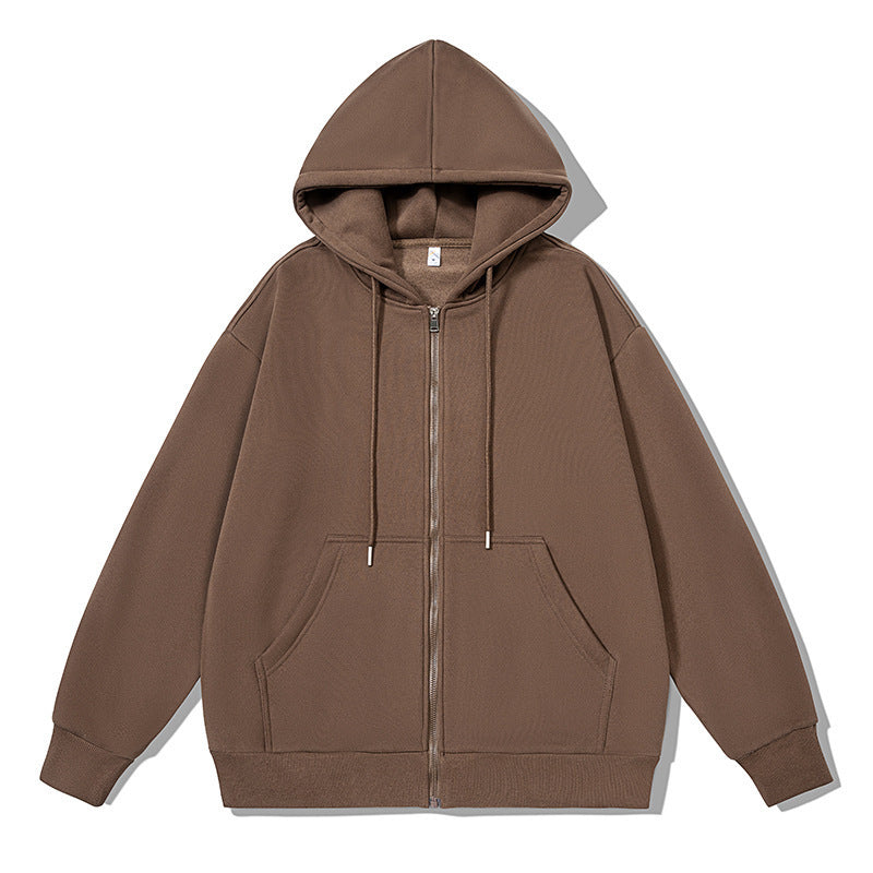 Unisex oversized Kapuzenjacke mit ausladendem Schulterschnitt, durchgehendem Reißverschluss und French-Terry Drune