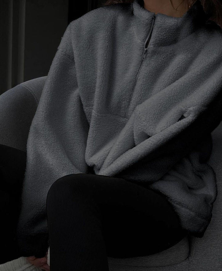 Drune | Sherpa Halb Reißverschluss Stehkragen Sweatshirt