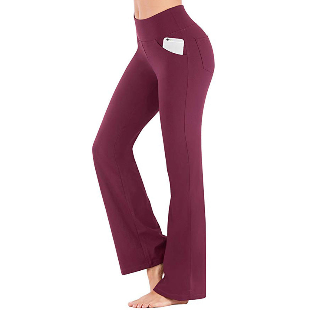 Damen nan ausgestellte Highwaist Yogahose mit seitlicher Handytasche und formendem Komfortbund Drune