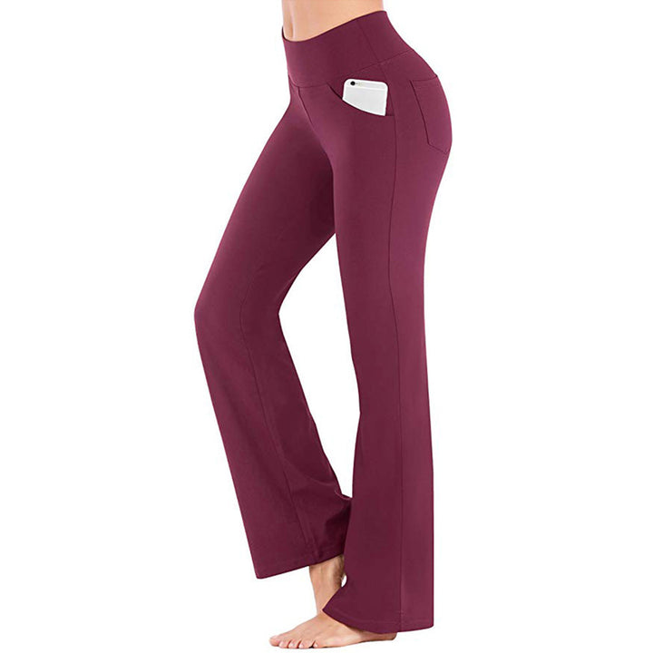 Damen nan ausgestellte Highwaist Yogahose mit seitlicher Handytasche und formendem Komfortbund Drune