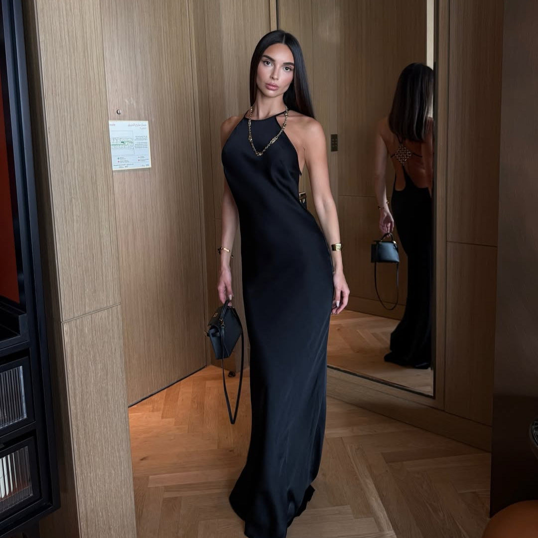 Damen Elegantes Abendkleid mit tiefem Rückenausschnitt und feinen Trägerdetails Drune