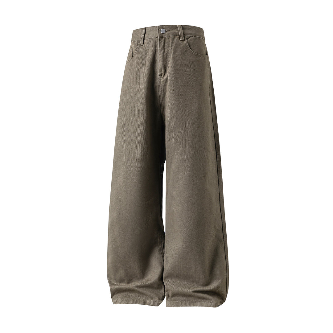 Damen Hochtaillierte extraweite Canvas-Palazzohose mit weitem Bein Drune