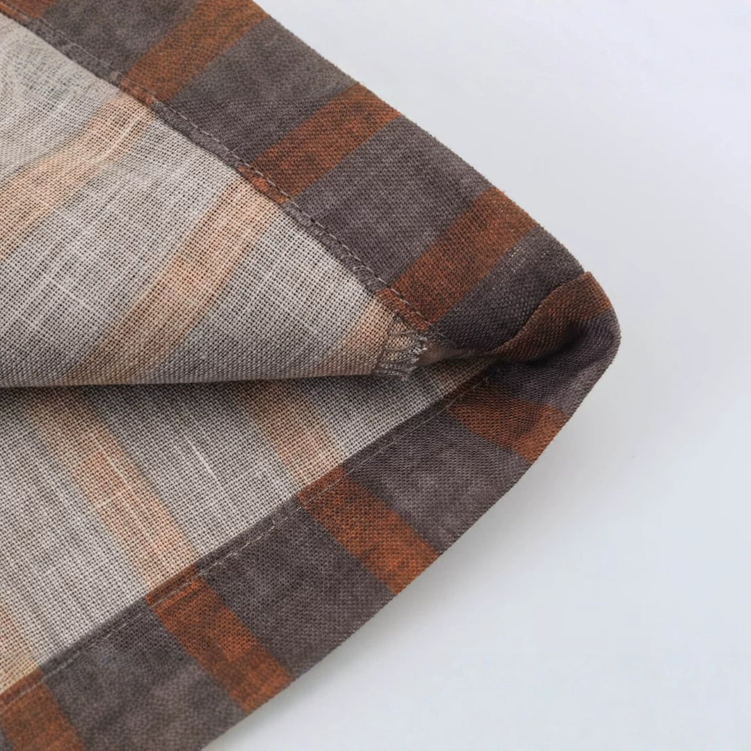 Damen Gestreifter Leinen-Kimono mit Bindegürtel Drune