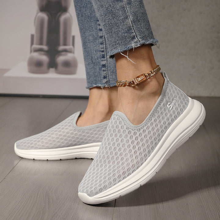 Damen nan ultraleichter Strick-Schlupfschuh mit nahtlosem Obermaterial, gepolsterter Komfortsohle und flexibler Laufsohle Drune