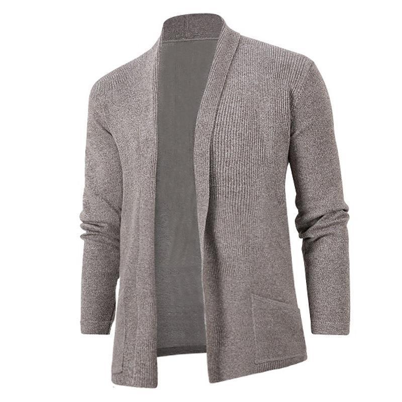 Herren lässige Strickjacke mit offenem Kragen und elegantem Rippdesign Drune