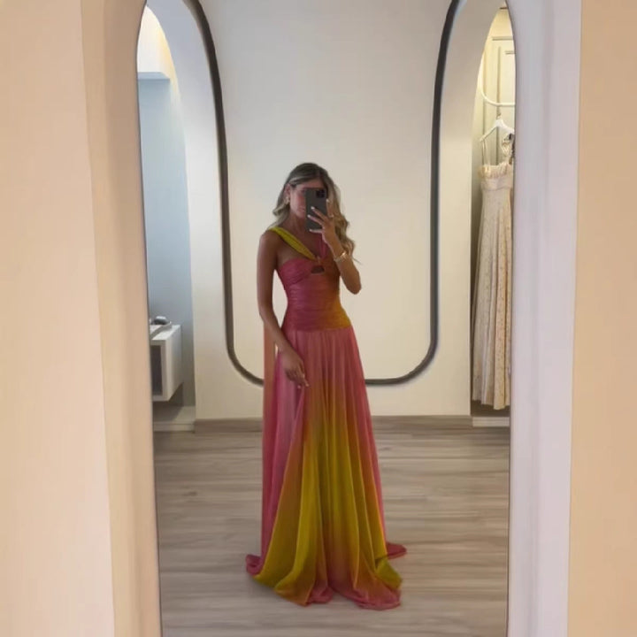 Damen Maxikleid mit fließendem Rock und eleganten Trägern Drune