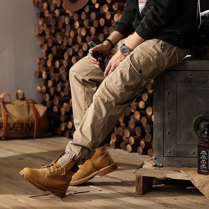 Herren Cargohose im Joggerstil mit elastischem Komfortbund, Multifunktionalen Klapp‑Utility‑Taschen und Knöchelreißverschluss Drune