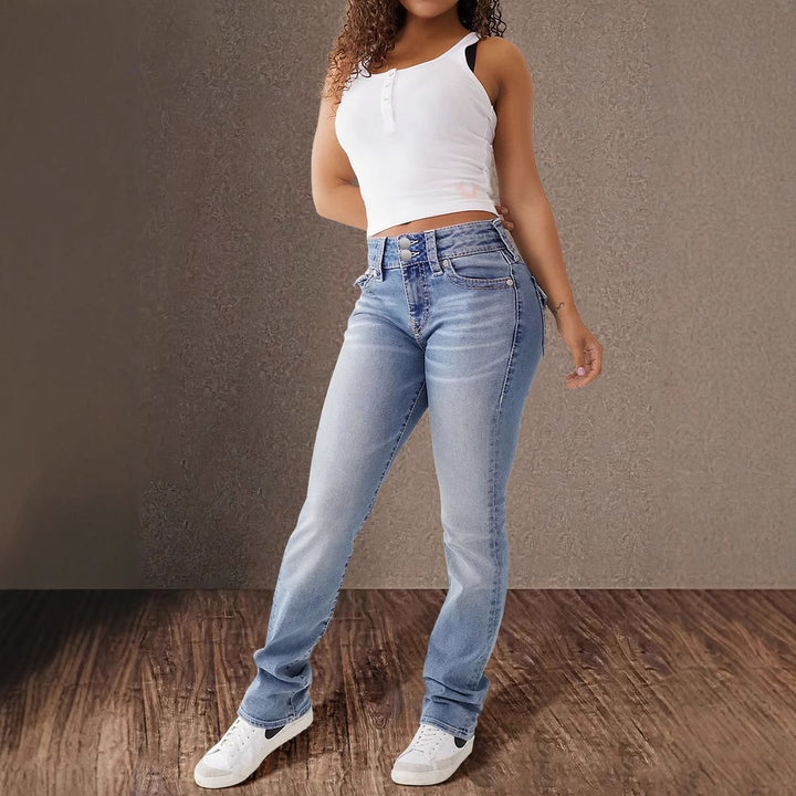 Damen High-Waist Jeans im Vintage-Look mit figurbetontem Schnitt Drune