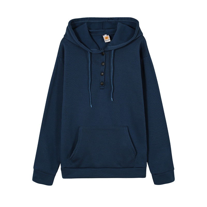 Damen Kapuzenpullover mit Knopfdetails und praktischer Kängurutasche Drune