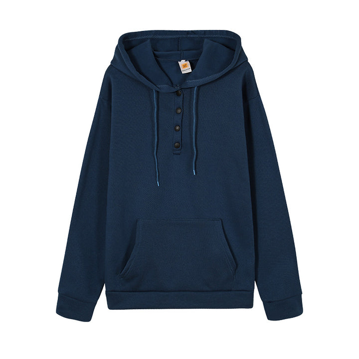 Damen Kapuzenpullover mit Knopfdetails und praktischer Kängurutasche Drune