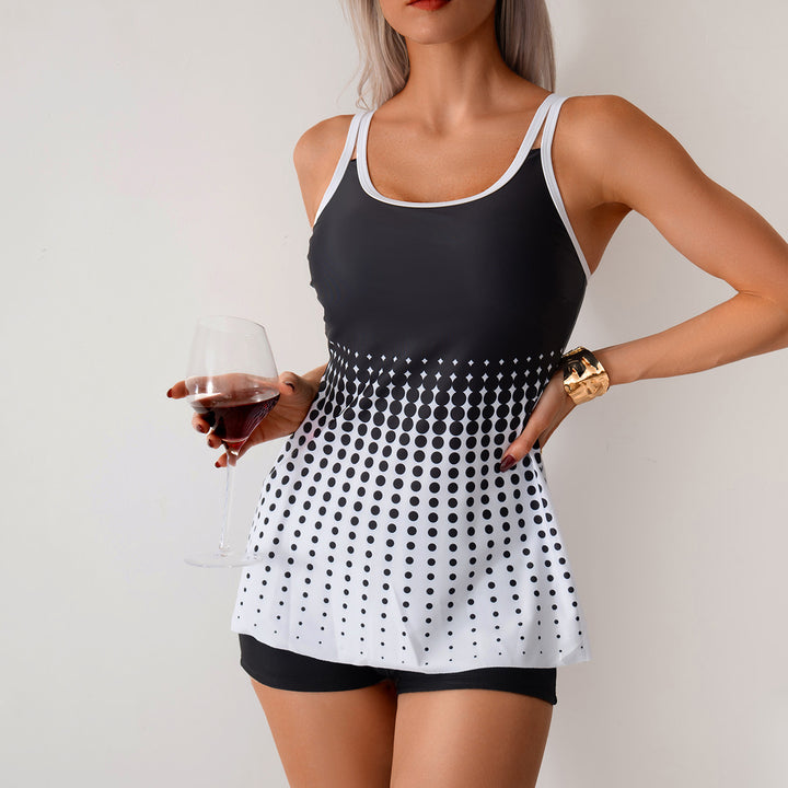 Damen Tankini-Set mit sportlichem Schnitt und elegantem Punktenmuster Drune