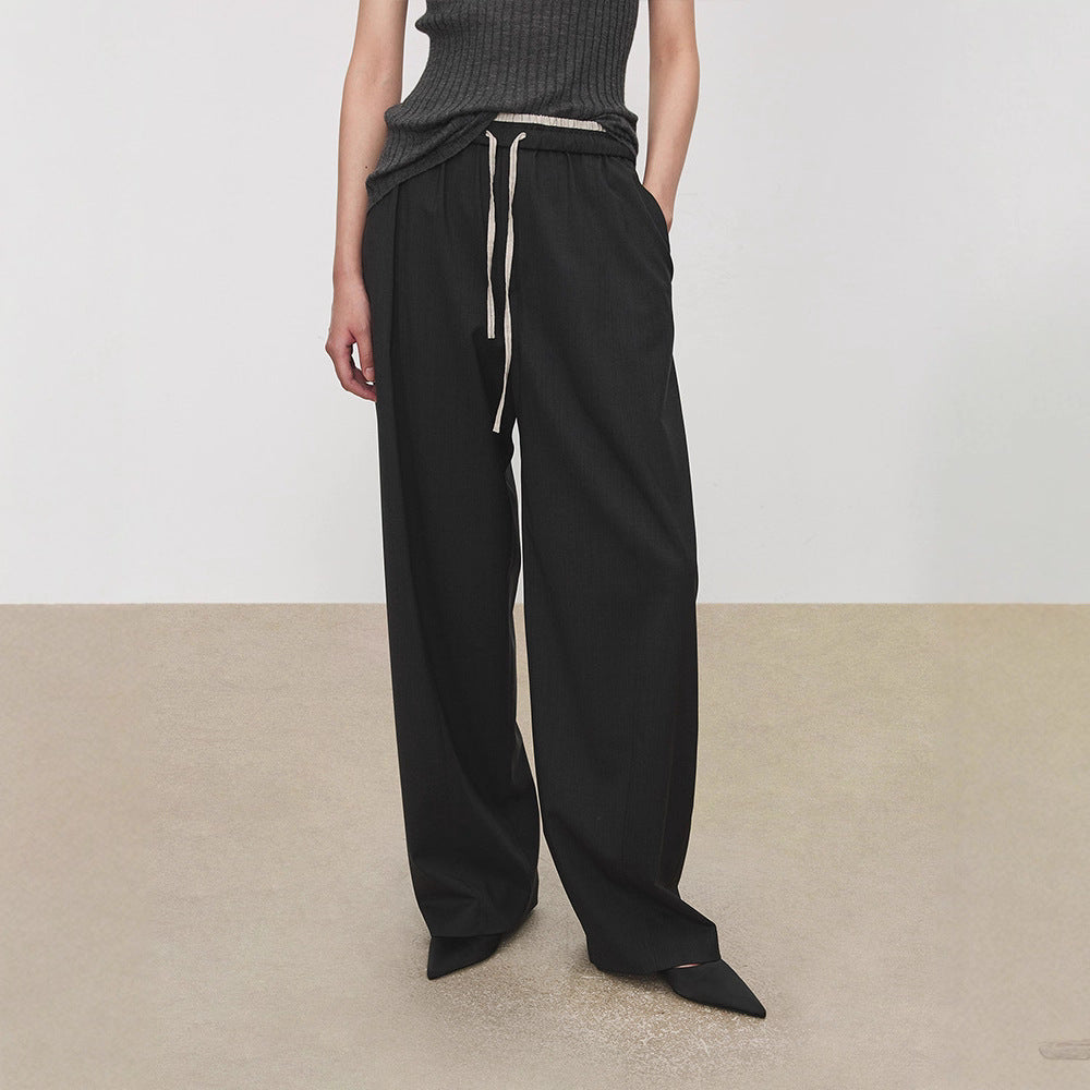 Damen weite Stoffhose mit elastischem Bund und praktischen Taschen Drune