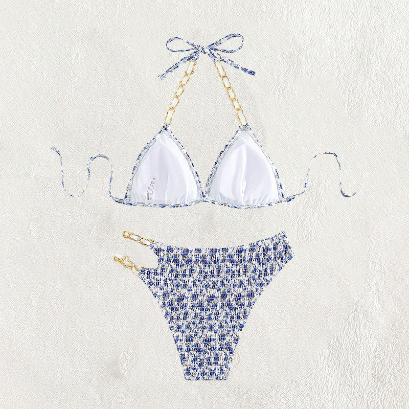 Damen Triangel-Bikini mit eleganten Kettenverzierungen Drune