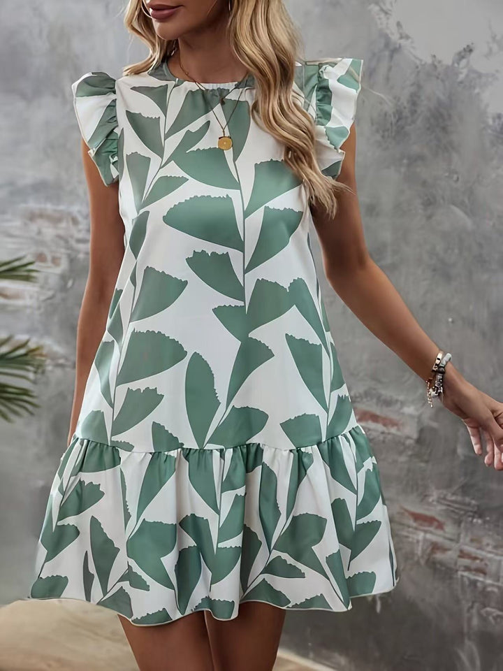 Damen Sommerkleid mit Rüschendetails und floralem Muster Drune