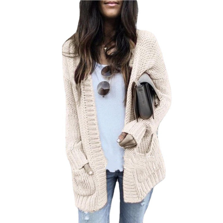 Damen Grobstrick-Cardigan mit praktischen Taschen und offener Front Drune