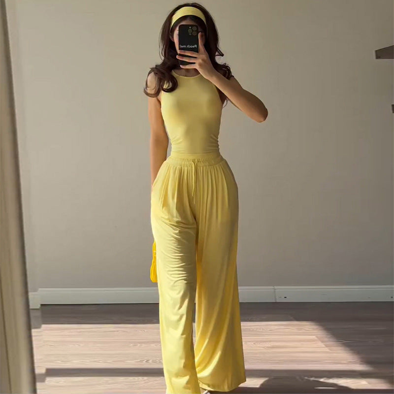 Damen Loungewear-Kombination mit fließendem Kimono und bequemer Hose Drune