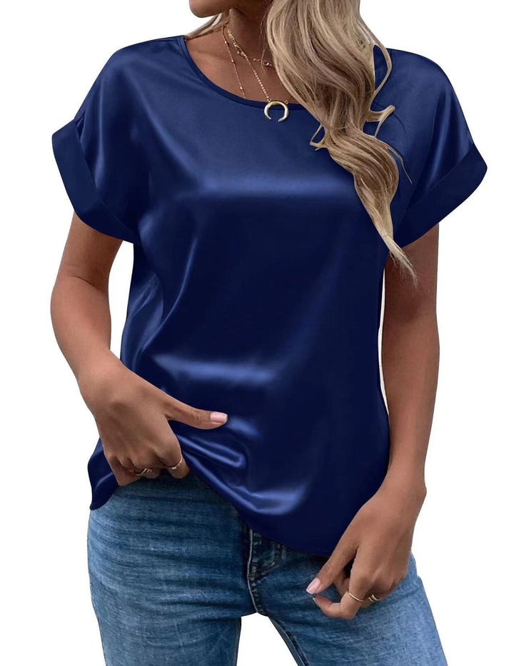 Damen Satin T-Shirt mit elegante Details Drune