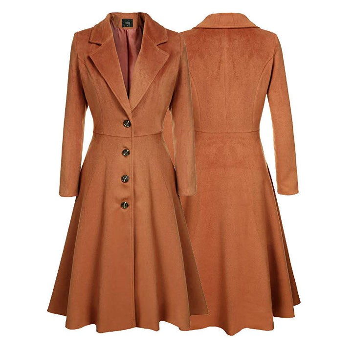 Damen eleganter Trenchcoat mit strukturiertem Fleece und kunstvollen Knopfdetails Drune