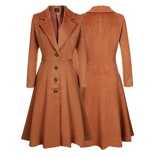 Damen eleganter Trenchcoat mit strukturiertem Fleece und kunstvollen Knopfdetails Drune